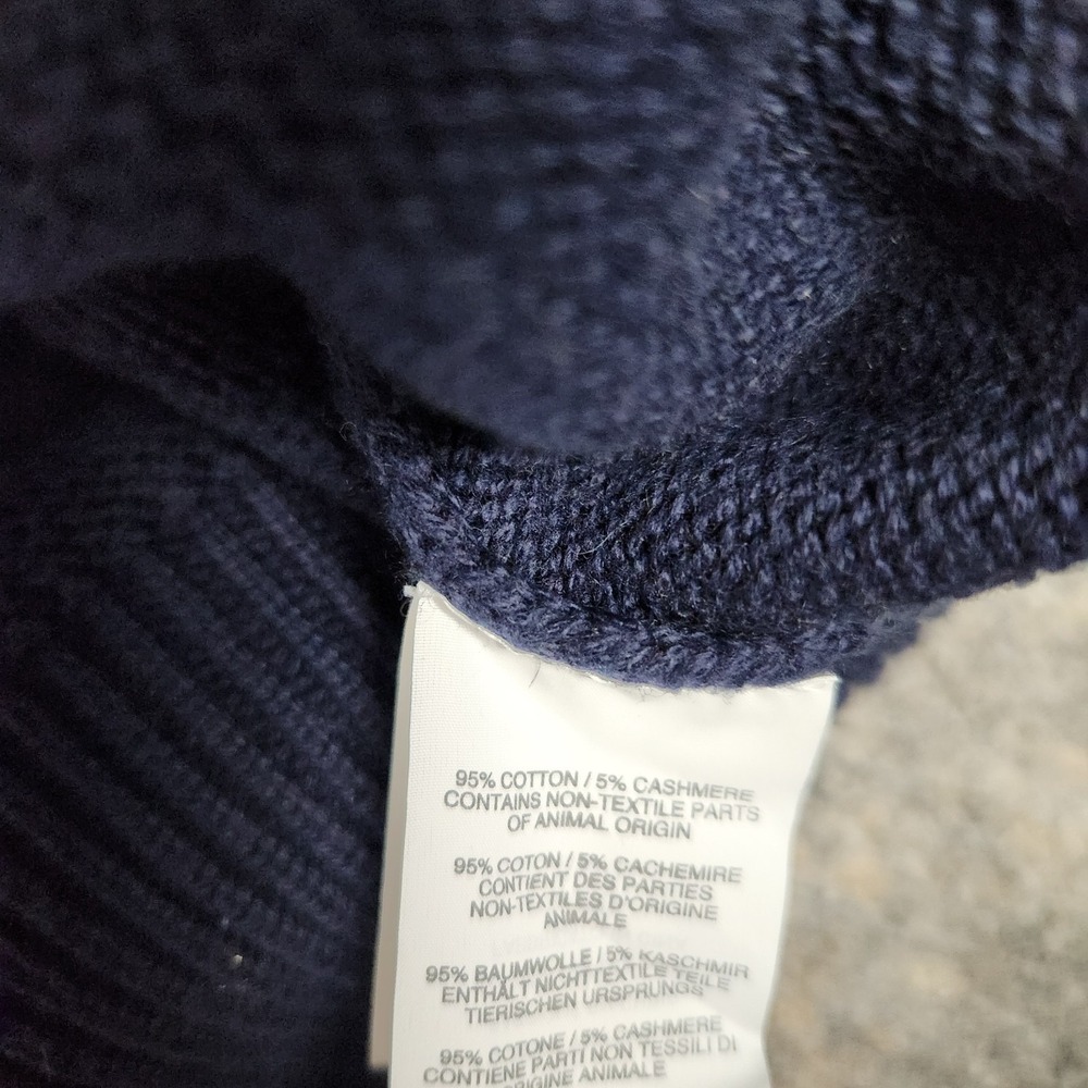 J Crew Extra Chunky Knit Sweater Men L Blue 95 Cotton 5 Cashmere Preppy 1/4 Zip - Picture 6 of 7